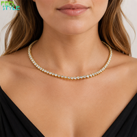 Collier chaîne tennis 4 mm à sertissage clos, pavé de zircone cubique étincelante, bijoux de luxe élégants pour femmes, fournisseur en gros