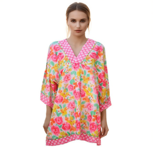 VESTIDO Copricostume da spiaggia a maniche medie con motivo a rose 88x54 cm - Product Image 2