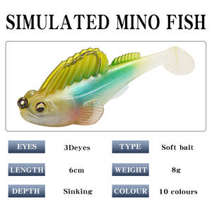 Señuelo blando de silicona de 6cm y 8g con cola en T, mini cebo artificial para pesca de lubina, señuelo de fondo antienredos para peces saltarines - Product Image 5