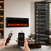 Cheminée électrique murale encastrée ultra-mince Tuya WiFi 2-en-1 de 36 pouces (1500W) avec minuterie hebdomadaire et détection de fenêtre ouverte, conforme aux normes UE