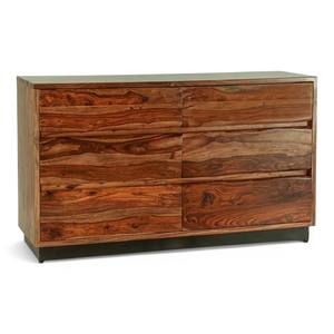 Cassettone antico in legno massello di <span class=keywords><strong>Teak</strong></span> con 6 cassetti e gambe in metallo, credenza naturale per camera da letto o soggiorno - Product Image 1