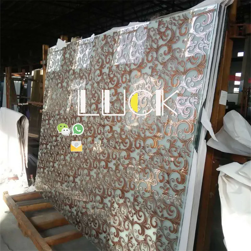 China Manufacturer Custom Titanium Ice Flower Design Frosted Glass Acid Etched Glass For Decorative Glass Partition Wall
