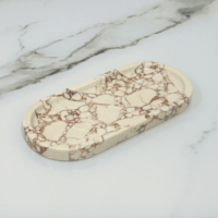 Plateau Organisateur Multifonctionnel Moderne en Marbre Naturel Sculpté à la Main pour Cuisine et Salle de Bain, Rangement pour Parfums et Bijoux - Ramadan
