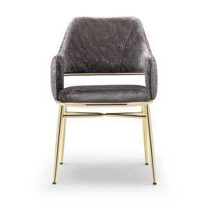 Silla de Comedor Rosse Moderna Europea Tapizada en Terciopelo con Patas de Metal, Muebles para Oficina en Casa, de Turquía - Product Image 1