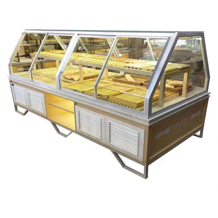 Kundenspezifische High-end-2 tiers Acryl Metall Holz Brot Mini Kuchen Display Kühlschrank Fall Schrank