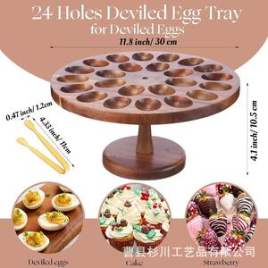 Wooden Cake Stand Multi Functional Egg <b>Rack</b> Dessert Display <b>Plate</b> Solid Wood Round Serving Tray For Party Kitchen Use - Product Image 5