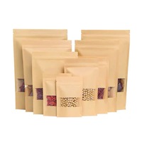 Sachet Doypack en Papier Kraft Biodégradable Brun et Blanc avec Fenêtre et Fermeture Zip, Anti-humidité, Qualité Alimentaire pour Lait