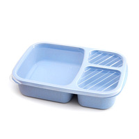 Boîte à lunch bento en plastique à 3 compartiments, compatible micro-ondes et lave-vaisselle, en paille de blé, pour la préparation des repas et le stockage des aliments, emballage alimentaire