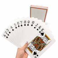 Cartas de Juego de Papel Jumbo Premium, Baraja Extra Grande, Profesional, 310 g/m², Núcleo Negro, Textura de Lino, Esquinas Redondeadas, Familiares