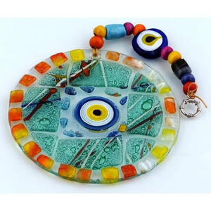 12X22 cm Vidrio Evil Eyes Decoración de pared Paneles de vidrieras - Product Image 2