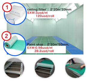 Filtre anti-peinture en fibre de verre verte PA pour cabine de peinture, filtre de plafond, média filtrant pour cabine de peinture gonflable avec système de filtration - Product Image 4