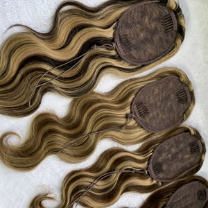 Human <strong>Hair</strong> Blend Ponytails Clip in Drawstring Long <strong>Curly</strong> Ponytail <strong>Hair</strong> <strong>Pieces</strong> Human <strong>Hair</strong> Extensions Ponytail for Beauty Women - Product Image 2