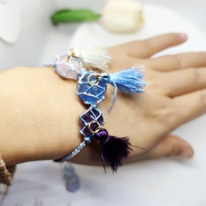 Pulsera <span class=keywords><strong>Tejida</strong></span> de Moda para Mujer 2026 con Diseño de Borlas, <span class=keywords><strong>Tobillera</strong></span> <span class=keywords><strong>Tejida</strong></span> con Piedras Naturales - Product Image 6