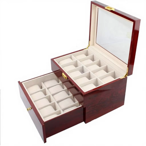 Boîte à montres moderne en bois 20 compartiments PJ, tiroir laqué piano, boîte de rangement pour bijoux avec motifs paysages/animaux pour hommes et femmes - Product Image 5