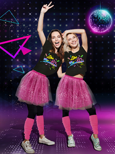 <strong>80s</strong> Women's Cosplay Costume Set with T-Shirt Print Leggings and <strong>Skirts</strong> Includes Accessories for Theme Party - Product Image 5