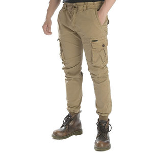 Pantalon cargo léger en coton respirant à taille mi-haute élastique avec plusieurs poches, style streetwear décontracté, service OEM - Product Image 1
