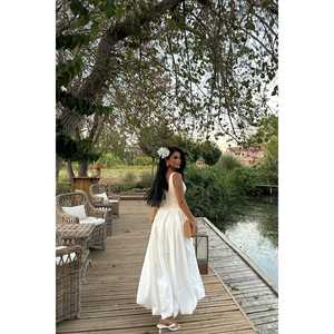 Robe blanche à bretelles personnalisable, haute teneur en élasthanne, col halter, taille basse, vintage, élégante, pour club, fête, vacances, XS XL, doublure incluse - Product Image 2