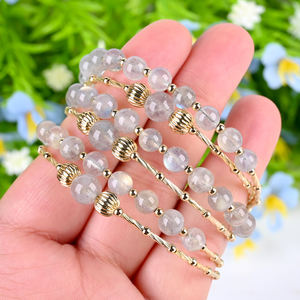 Bracelets en cristal naturel faits à <span class=keywords><strong>la</strong></span> main en gros, cadeaux, bracelet en <span class=keywords><strong>pierre</strong></span> <span class=keywords><strong>de</strong></span> <span class=keywords><strong>lune</strong></span> grise en cristal pour cadeau - Product Image 1