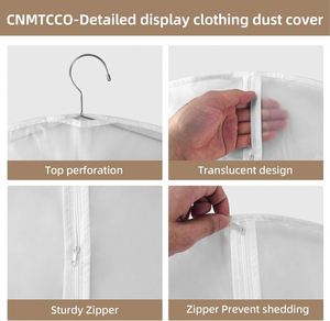 Ensemble de protection transparent en PEVA anti-poussière 60 x 100 cm, résistant à la pluie, pour robes, vestes et chemises de soirée - Product Image 4