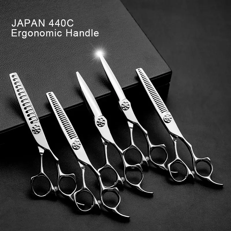 Japan 440C Hair Scissors 60-61HRC High Quality Barber Scissors 6 Inch Hair Cutting Thinning Scissor Professional Barber Shears