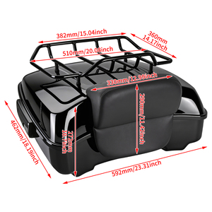 Coffre de tourisme 10,7'' avec dossier et porte-bagages pour <span class=keywords><strong>Harley</strong></span> Touring Road King Street Glide 2014-2025 - Product Image 4