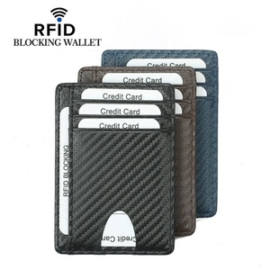 Custom Simple Black Small Minimalist RFID Blocking Microfiber Leather Open Short Front Pocket Men's Thin Slim Credit Card Holder - Product Image 2