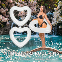 Junkin 47.3x39.4 pouces, flotteur de piscine gonflable en PVC blanc en forme de cœur pour femmes, enterrement de vie de jeune fille, mariage, fiançailles, fête estivale à la plage (3