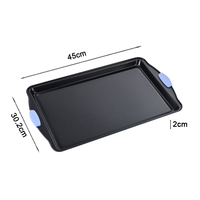 Plaque à pâtisserie en acier au carbone antiadhésive, résistante au lave-vaisselle et au four, avec poignée en silicone, épaisseur 0,4 mm, élégante et fonctionnelle, en promotion