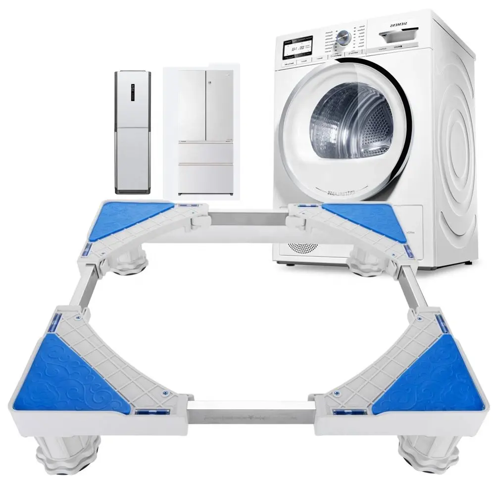 Rodillo de soporte para nevera con base de lavadora móvil multifunción ajustable al por mayor con 4 ruedas y 4 pies