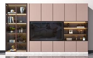 Mueble de <span class=keywords><strong>TV</strong></span> Personalizado Moderno de Lujo con Gabinetes de Vidrio con Luces LED, Estante <span class=keywords><strong>para</strong></span> Sala de <span class=keywords><strong>TV</strong></span> con Panel, Mueble de Pared <span class=keywords><strong>para</strong></span> <span class=keywords><strong>TV</strong></span> - Product Image 6