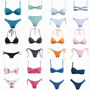 Biquíni Personalizado de Duas Peças com Novo Design da Moda em Tecido Holográfico com Amarração Halter para Moças e Garotas - Product Image 2