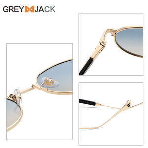 Lunettes de soleil rondes en métal unisexes, verres polarisés TAC UV400, monture dorée et noire, style rétro tendance - Product Image 6