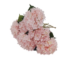 Bunga Hydrangea Sutra Buatan Warna Pink Batang Tunggal 50cm Grosir, Hydrangea Palsu Custom untuk Dekorasi Pernikahan dan Rumah