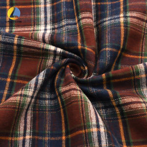 新款16s色织斜纹格子100% 棉编织格子拉丝棉面料法兰绒经典衬衫 - Product Image 4