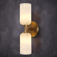 Applique murale LED de style nordique postmoderne en fer avec abat-jour en marbre naturel, éclairage bidirectionnel pour chevet