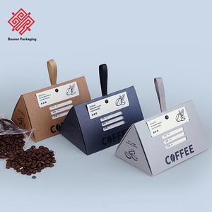 Cajas Triangulares Vacías para Empaque de Granos de Café Baoren Creative, Estilo Vintage con Asa, Reutilizables, Hechas con Materiales Reciclados Kraft - Product Image 3