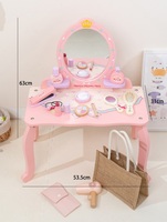 Table de maquillage en bois grande taille pour filles, directement de l'usine, ensemble de jouets éducatifs de jeu de rôle princesse, accessoires violets