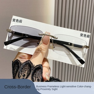 Lunettes d'ordinateur photochromiques Anti-lumière bleue avec logo personnalisé sans monture <span class=keywords><strong>en</strong></span> grain <span class=keywords><strong>de</strong></span> <span class=keywords><strong>bois</strong></span> montures <span class=keywords><strong>de</strong></span> lunettes à la mode pour hommes et femmes - Product Image 3