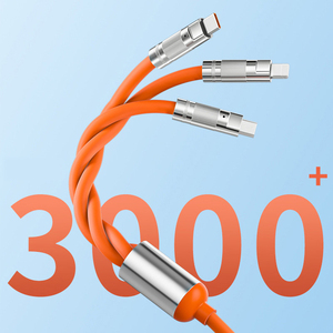 Kabel pengisi daya Super cepat 120W, tiga dalam satu untuk <span class=keywords><strong>TYPE</strong></span>-<span class=keywords><strong>C</strong></span> earphone jaket nilon kepang melindungi garis penumpang untuk ponsel - Product Image 4