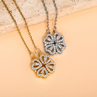 Collier Pendentif Indépendant en Cuivre Plaqué Or, Nouveau Style, Zircon Incrusté, Cœur, Amour, Fleur, Fournisseur de Boutique Transfrontalier