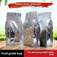 Sac d'emballage pour aliments pour chiens en aluminium semi-transparent imprimé en héliogravure, scellé sur huit côtés, autoportant et auto-scellant, motif Yin-Yang