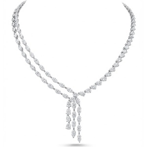 Collar con Diamantes en Forma de Marquesa y Pera - Oro de 9k, 14k, 18k - Product Image 4