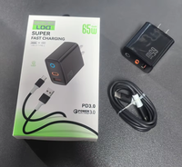 Cargador de Pared USB Tipo C PD de 65W con 2 Puertos, Enchufe EU/US, Carga Rápida para Teléfono Móvil
