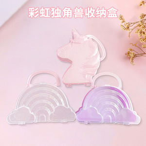 Unicorn Shape Transparent Pink Jewelry <b>Box</b> With Handle For Makeup And Accessories <b>Storage</b> Desktop Organizer - Product Image 5