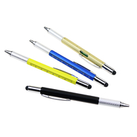 BECOL Promotionnel 6 en 1 Multi-Fonction Outil Stylos Coloré Tech Outil Stylo En Plastique Stylet Stylo À Bille Avec Niveau et Tournevis