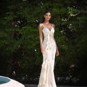 Вечернее платье больших размеров для торжественных мероприятий, выпускных вечеров и свадебных приемов, сексуальное, в стиле имперской роскоши, с каскадными оборками, макси-платье - Product Image 1