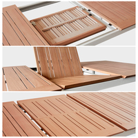 Mesa de Comedor Extensible para Exteriores Homful, de Aluminio, con Diseño de Hojas de Mariposa, con Tablero de Listones Extensible, para Patio, Jardín o Terraza