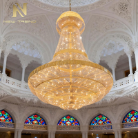 Lustre LED en cristal de style arabe sur mesure pour mosquée, hall de prière