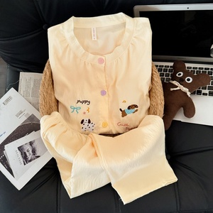 Ensembles de vêtements de nuit Pyjamas Femmes Printemps et Automne Grande taille Pantalons à manches longues Dessin animé Doux Mignon Ensemble de pyjamas - Product Image 2