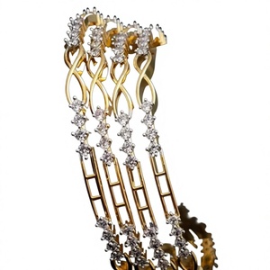 Beautiful Look Trendy Gold White Finish With AD Stones Look Four Set OF Bangles Stylish Bangles Set for Women For Wedding Wear - Product Image 2